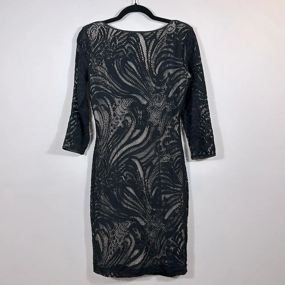 Maggy London Black Lace Midi Longsleeve Fairy Whimsygoth Dress Women Size 10